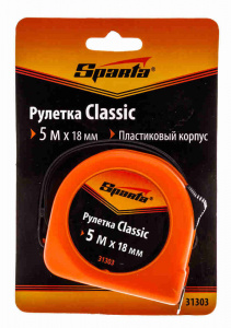 Рулетка Classic 5 м х 18 мм пластиковый корпус. SPARTA  код 31303