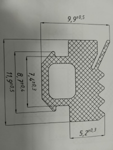 Уплотнитель ТПУ-001 (ЧЕРНЫЙ)(1 кор.= 200м.п.) СП Казань